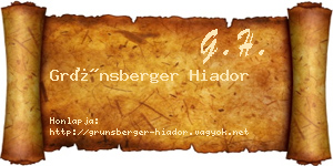 Grünsberger Hiador névjegykártya
